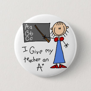 A Plus Teacher Tshirts en Gifts Ronde Button 5,7 Cm