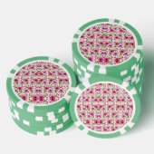 A poker chip with a floral pattern in pink  (Opstapeling)