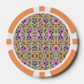 A poker chip with an intricate floral pattern  (Voorkant)
