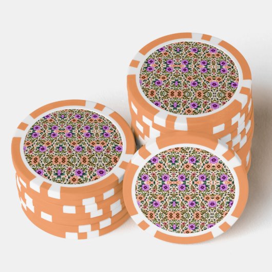 A poker chip with an intricate floral pattern  (Opstapeling)