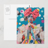 A Polka Dot Bow Fashion lady Collage Briefkaart (Voorkant / Achterkant)