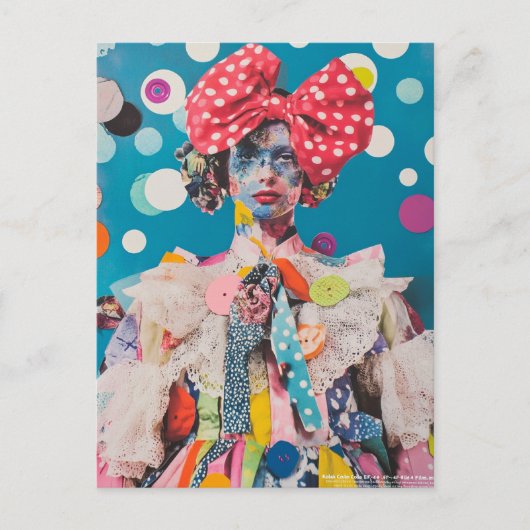 A Polka Dot Bow Fashion lady Collage Briefkaart (Voorkant)