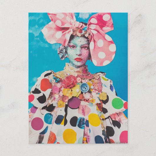 A Polka Dot Fashion lady Collage Briefkaart (Voorkant)