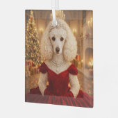 A Poodle Christmas Holiday  Glas Ornament (Voorkant links)