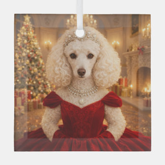 A Poodle Christmas Holiday  Glas Ornament