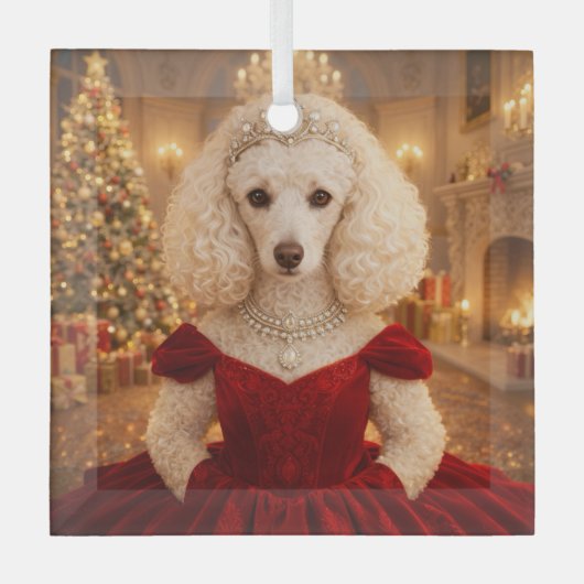A Poodle Christmas Holiday  Glas Ornament (Voorkant)