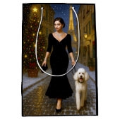 A poodle In Paris Holiday Card Medium Cadeauzakje (Voorkant)