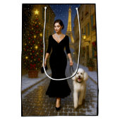 A poodle In Paris Holiday Card Medium Cadeauzakje (Achterkant)