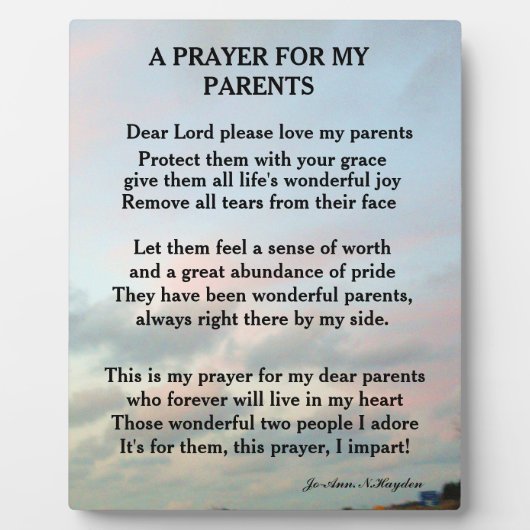 A PRAYER FOR MY PARENTS   FOTOPLAAT (Voorkant)