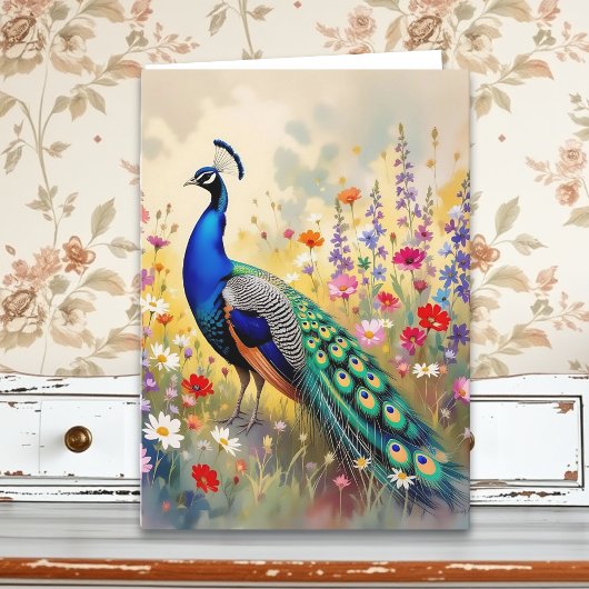 A Pretty Colorful Peacock Birthday Kaart