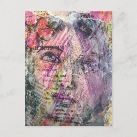 A pretty face mixed media collage briefkaart (Voorkant)