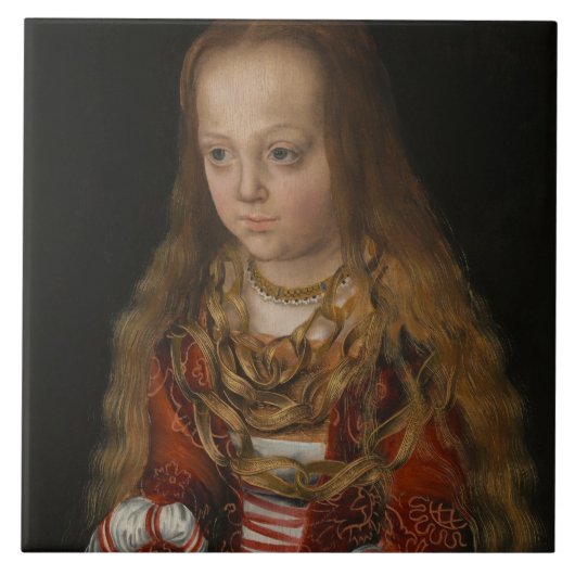 A Princess of Saxony, c.1517 (olie op het paneel) Tegeltje (Voorkant)