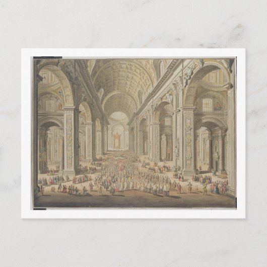 A Processie in St Peter's, Rome (m/c over een etch Briefkaart (Voorkant)