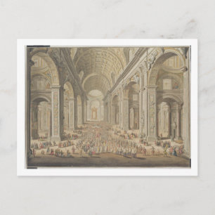 A Processie in St Peter's, Rome (m/c over een etch Briefkaart