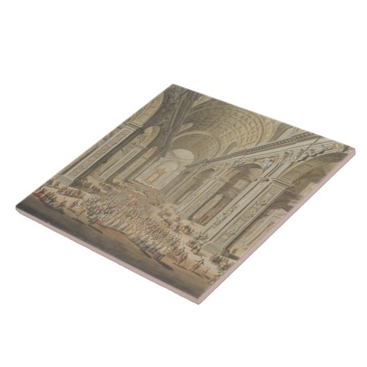 A Processie in St Peter's, Rome (m/c over een etch Tegeltje (Zijkant)