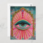 A Protective Evil Eye Felted Look Briefkaart (Voorkant / Achterkant)