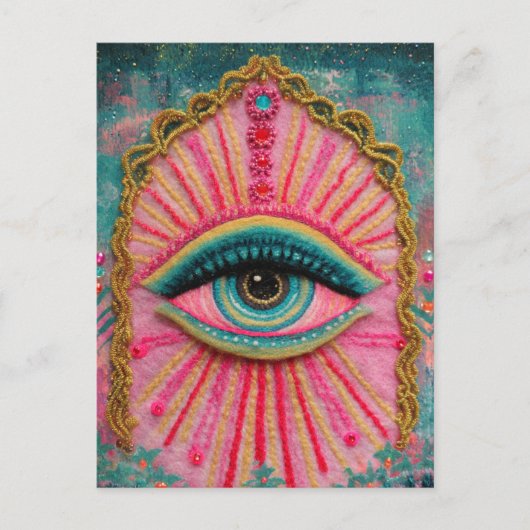 A Protective Evil Eye Felted Look Briefkaart (Voorkant)