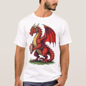 A Proud Red Dragon Holding A Rugby Ball T-shirt (Voorkant)