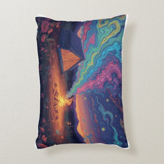 A psychedelic camping cushion accent kussen (Voorkant(Verticaal))