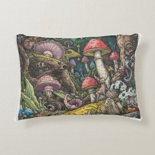 A psychedelic woodland decorative cushion accent kussen (Voorkant)