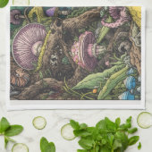 A psychedelic woodland decorative tea towel theedoek (Gevouwen)