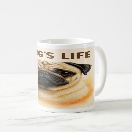 “A Pug’s Life” Cute Pug Mug Koffiemok (Voorkant rechts)