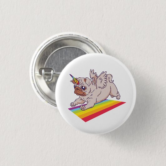 A Pugicorn Ronde Button 3,2 Cm (Voorkant /achterkant)