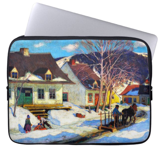 A Quebec Village Street by Clarence Gagnon Laptop Sleeve (Voorkant)