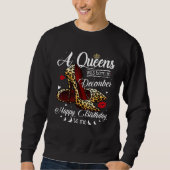 A Queen Was Born In December Retro Hearts Leopard  Trui (Voorkant)