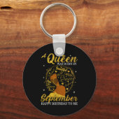 A Queen Was Born In September Birthday Afro Girl B Sleutelhanger (Voorkant)