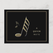 "A Quick Note" Gouden muziek Note Zwart Briefkaart (Voorkant)