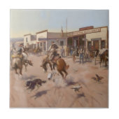 "A Quiet Day in Utica" door Charles M Russell Tegeltje (Voorkant)