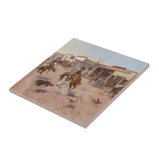 "A Quiet Day in Utica" door Charles M Russell Tegeltje (Zijkant)