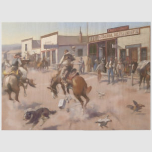 “A Quiet Day in Utica” door Charles M Russell Tissuepapier