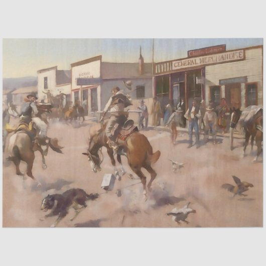 "A Quiet Day in Utica" door Charles M Russell Tissuepapier (Voorkant)