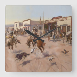 "A Quiet Day in Utica" door Charles M Russell Vierkante Klok