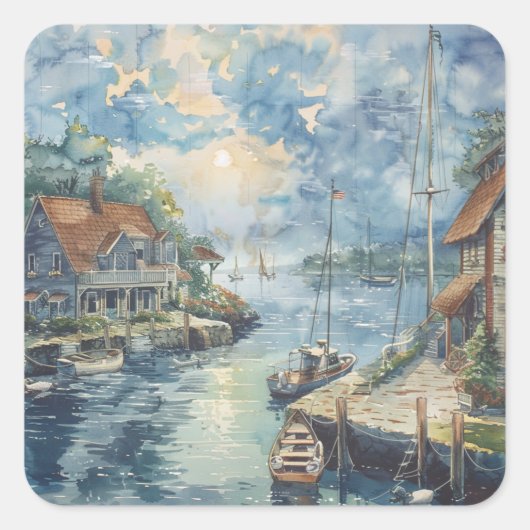 A Quiet Harbour Vierkante Sticker (Voorkant)