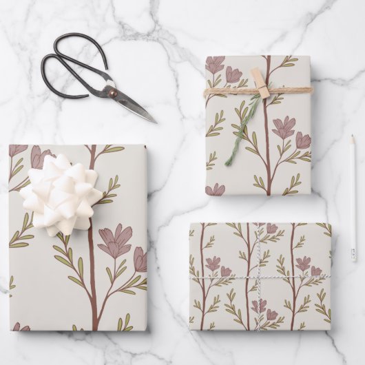 A Quiet Journey Botanical Silhouettes light beige Inpakpapier Vel (Voorkant)