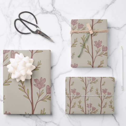 A Quiet Journey Botanical Silhouettes - warm beige Inpakpapier Vel (Voorkant)