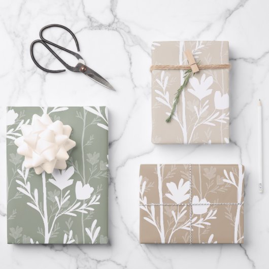 A Quiet Journey Earthy Soft Botanical Silhouettes Inpakpapier Vel (Voorkant)