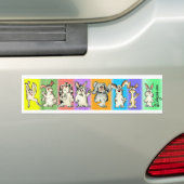 A Rabbit Rainbow Cartoon Bumpersticker (Op auto)