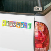 A Rabbit Rainbow Cartoon Bumpersticker (Op Truck)