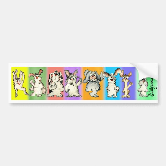 A Rabbit Rainbow Cartoon Bumpersticker (Voorkant)