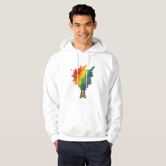 A rainbow in beige boots  hoodie (Voorkant volledig)