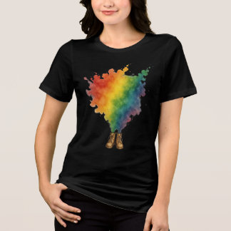 A Rainbow in Beige Boots Tri-Blend Shirt