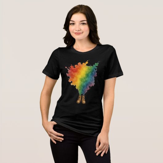 A Rainbow in Beige Boots Tri-Blend Shirt (Voorkant volledig)