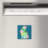 A Rainbow Rabbit With Green Bow And Shamrock St Pa Magneet (Insitu (Vaatwasser))
