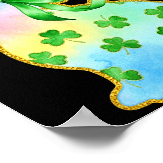 A Rainbow Rabbit With Green Bow And Shamrock St Pa Poster (Hoek)