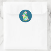A Rainbow Rabbit With Green Bow And Shamrock St Pa Ronde Sticker (Tas)