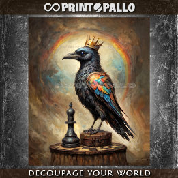 A Rainbow Raven King of Chess - Tissue Paper Tissuepapier